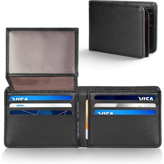Wallet For Men Bifold Black RFID Blocking Slim Faux Leather Wallets Card Holder Front Pocket Minimalist Men Accessories With Box