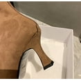thumbnail image 4 of Womens Brown Suede Fall Boots with Zip, Ankle, Mid Calf, Pointed Toe, Kitten Heel, Dressy, Short Boots, 4 of 12