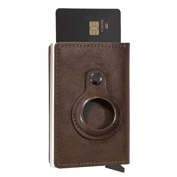 GASTROPOD Airtag Wallet Holder,Automatic Card Ejection Wallet Airtag Holder,Tracker Case Card Holder,Brown