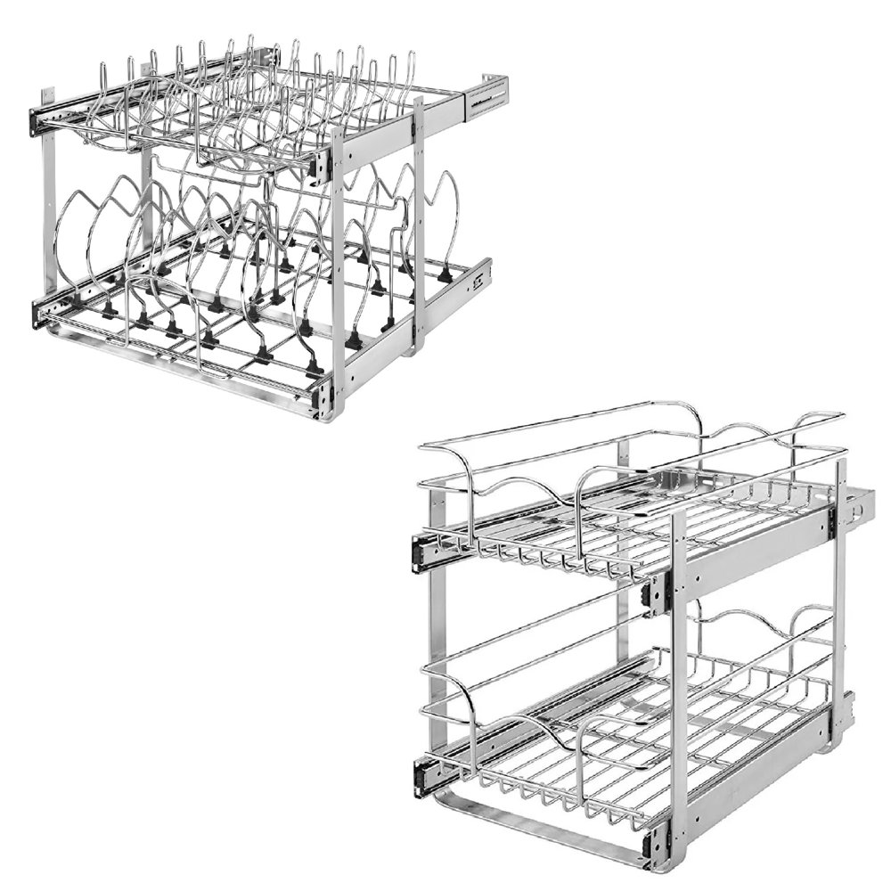 RevAShelf 21? 2 Tier Organizer and 18? Pull Out 2 Tier Wire Baskets