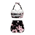 thumbnail image 4 of Yuyamidu Comfortable Tankini Bathing Suits with Bottom Adjustable Strap High Waist Bikini Set Size M Cherry Blossom Tie Closure Swimsuit Summer Pool Party Clothes, Set of 2, 4 of 6