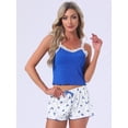 thumbnail image 2 of DARING DIVA Women's 2-Piece Pajama Set Lace Tops Sleeveless Floral Shorts M Blue, 2 of 7