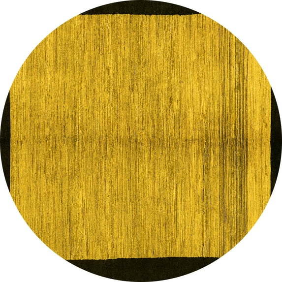 Ahgly Company Machine Washable Indoor Round Oriental Yellow Modern Area Rugs, 6' Round