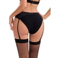 thumbnail image 3 of INSPIRE CHIC Women's Hollow Floral Lace Adjustable Lightweight Garter Belts with Four Clips Stockings Suspender L Black, 3 of 5