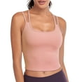 thumbnail image 1 of TFixol Camisola 2 en 1 para mujer, sujetador deportivo con almohadilla extraíble, chaleco con correas cruzadas, 1 of 8