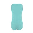 thumbnail image 7 of pstuiky Swimsuits for Women Solid Color Crew Neck Adaptable Two Piece Bathing Suits Women's Swimwear Workout Two-Piece Sets Chest Support with Boy Shorts Swimming Suits, 7 of 7