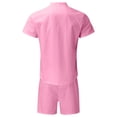thumbnail image 5 of zuwimk Men Clothing Sets Outfits,Men's 2 Pieces Cotton Linen Set Henley Shirt Long Sleeve and Casual Beach Pants Summer Yoga Outfits Pink,M, 5 of 5