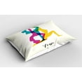 thumbnail image 2 of Ambesonne Colorful Pillow Sham 2 Pack, Human Silhouettes Sports, 30"x20", Yellow Teal and Pink, 2 of 3