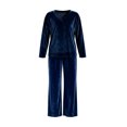 thumbnail image 4 of Xijirk Women 2 Piece Velvet Outfit V Neck Long Sleeve Loose Top and Wide Leg Elastic Waist Pants Set for Loungewear Daily Casual Wear,Blue,XXL, 4 of 4