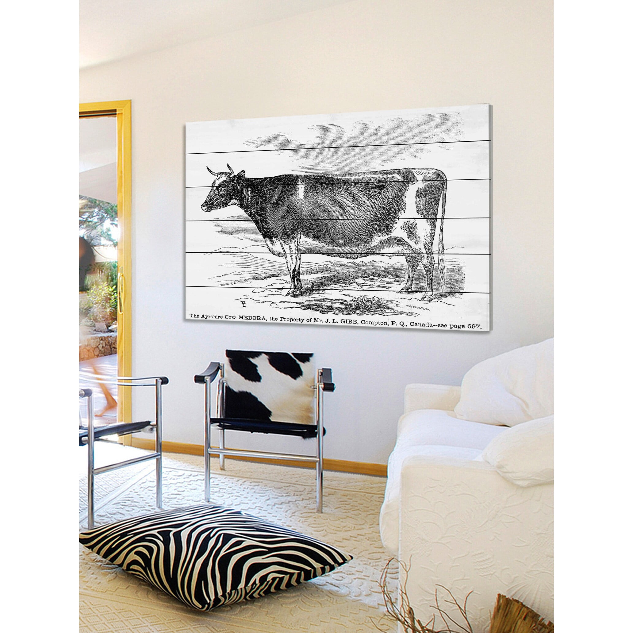 Marmont Hill "Ayrshire Cow" Painting Print on White Wood