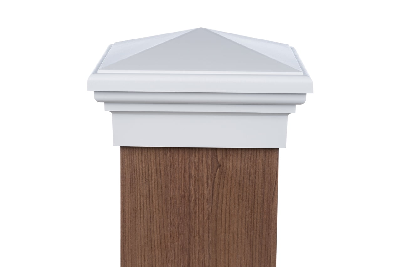 8x8 Post Cap (True 8') | White New England Pyramid Style Square Top for Outdoor Fences, Mailboxes & Decks, by Atlanta Post Caps
