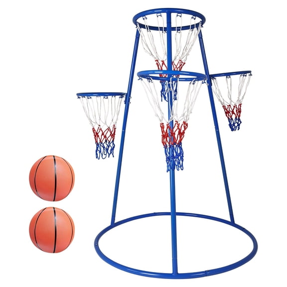4-Hoop Basketball Set for Toddlers, Indoor & Outdoor Play, Preschool Sports Toy for Ages 3 , Includes 4 Basketballs & Air Pump, Fun Shooting Game for Kids