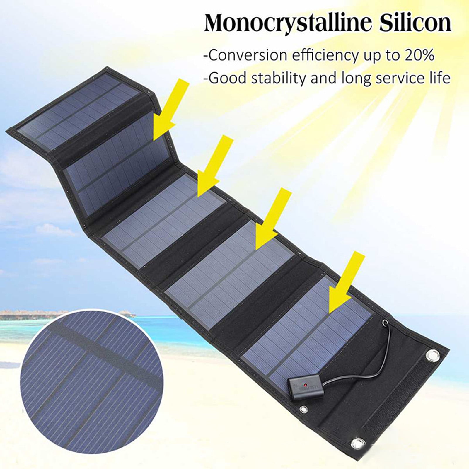 YAHHU 20W Portable Solar Panel Foldable Bag Charger 5V USB Output IP65 Waterproof Power Bank for Camping, RV, and Outdoor Off-Grid Use (8.26 inches / 21 cm)