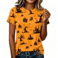 thumbnail image 6 of Halloween Tops for Women Short Sleeve Crewneck Witch Print T Shirts Funny Halloween Costume Party Top, 6 of 7