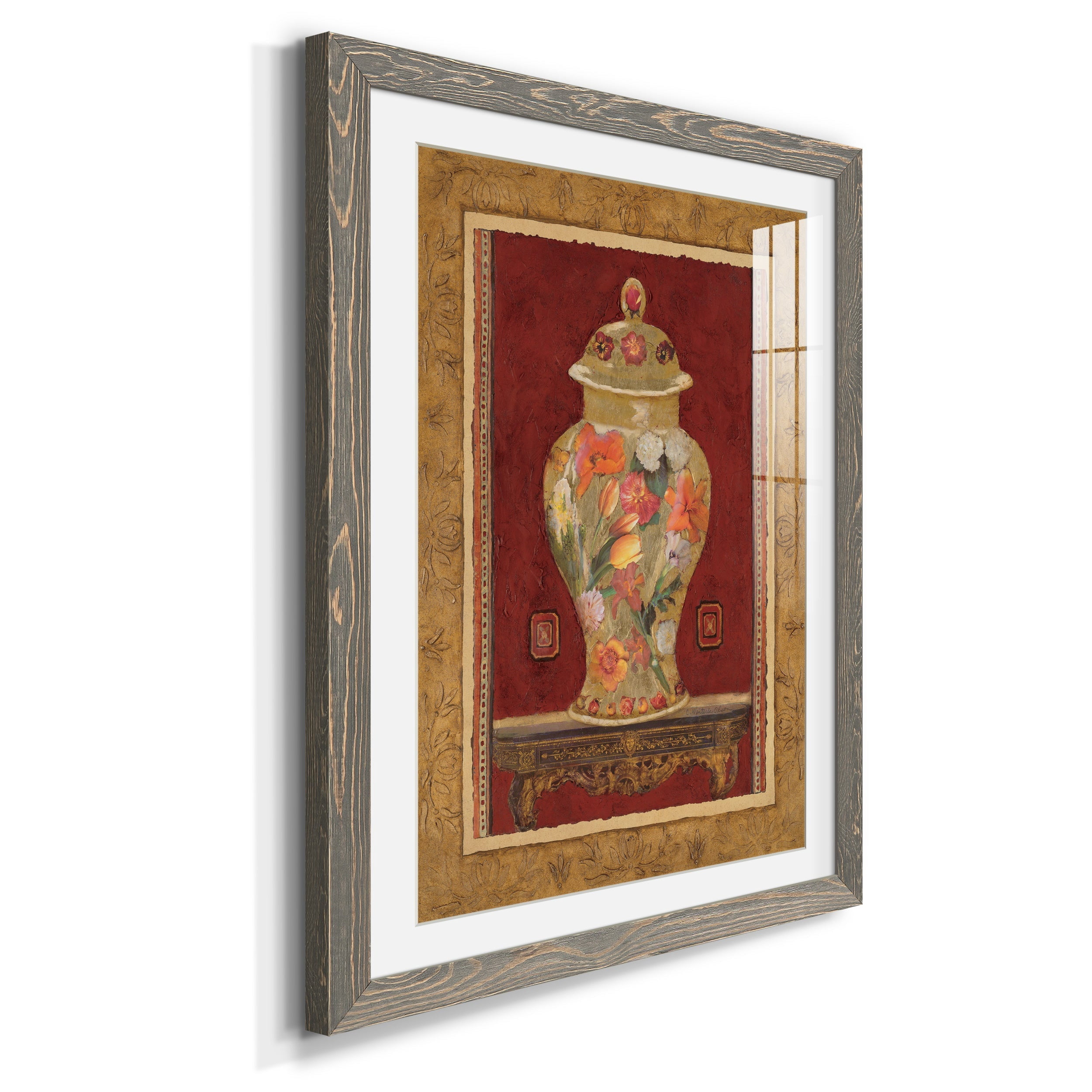 Romantic Urn II - Premium Framed Print - Distressed Barnwood Frame - Ready to Hang