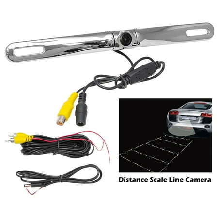 Pyle Plcm18sc License Plate Camera With Distance-scale Line (zinc Metal Chrome)
