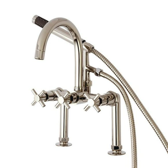 Aqua Vintage AE8106DX Deck Mount Tub Filler with Hand Shower, Polished Nickel - 4.69 x 6.94 x 9.31 in.