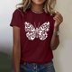 thumbnail image 2 of Gibobby Camiseta de manga corta para mujer Camiseta manga corta con cuello redondo y estampado mariposas para mujer(Vino,XL), 2 of 4