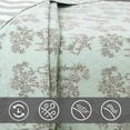 thumbnail image 3 of Vintage Cottage Garden Toile Mint Green Cotton Reversible Girl Quilt Bedding Set, Bedspread for Guest Room, Bedroom, Home, Apartment, Dorm, Hotel, RV, Cottage, Queen - 3 Piece, 3 of 5