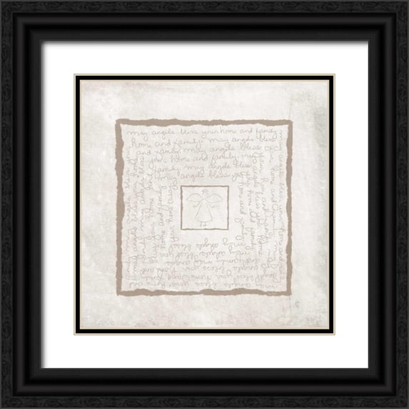 Murdock, Ramona 12x12 Black Ornate Wood Framed with Double Matting Museum Art Print Titled - Angels Bless Your Home