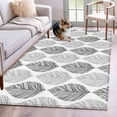 thumbnail image 3 of 4x6 Area Rugs, Grey Leaves Non-Skid Rubber Backing Large Rectangle Rugs - Living Room Bedroom Home Office, Gray Summer Tropical Plant Aesthetics Indoor Floor Mat Carpets Washable Rug, 3 of 9