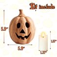thumbnail image 5 of Orange Pumpkin Halloween Decorations with Flameless Candle, Handmade Resin Jack O Lantern Light Up Pumpkin for Fall Decor, Table Centerpiece, Shelf, Mantel and Entryway, 5 of 5