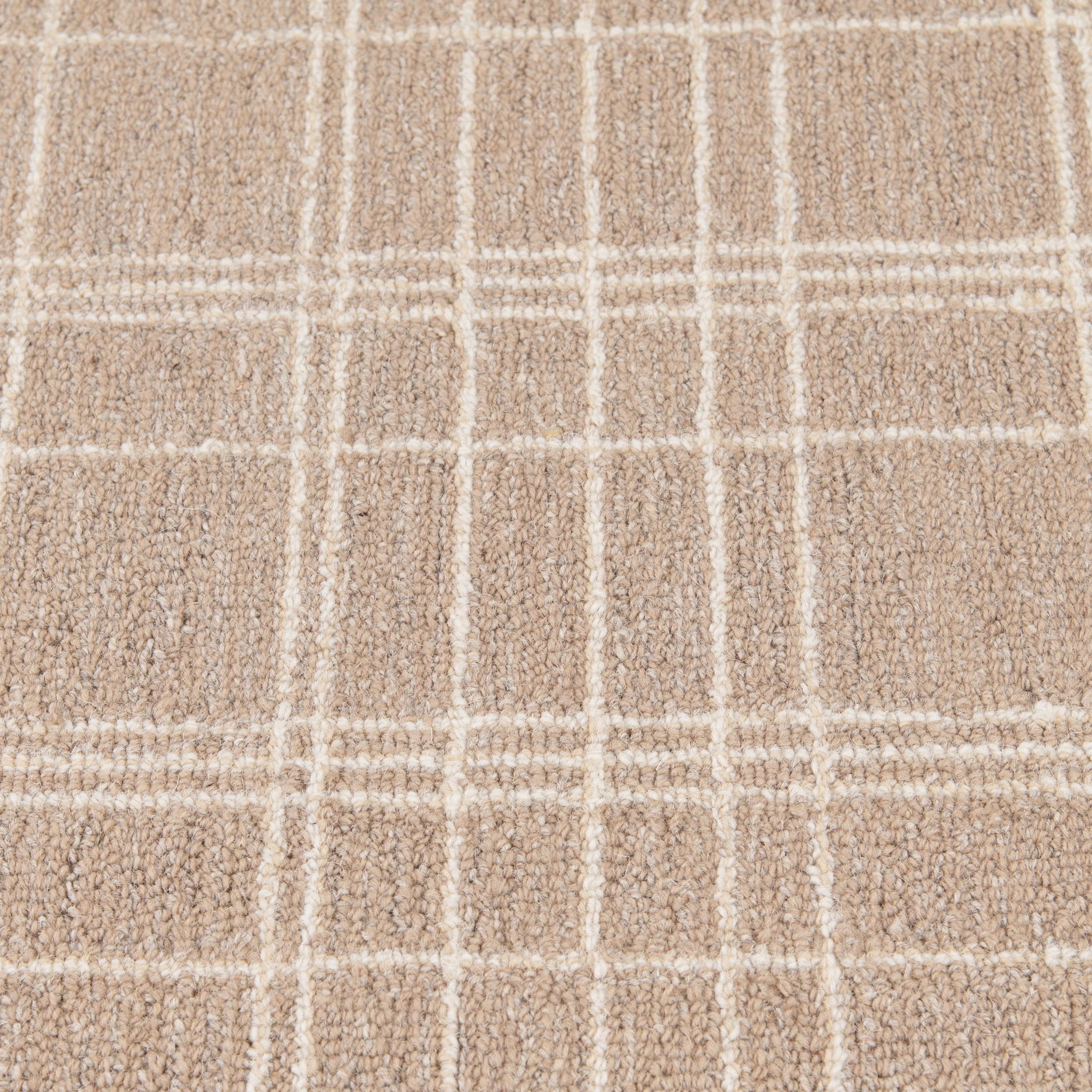Better Homes & Gardens Beige Plaid Wool Indoor Runner Rug, 2'6"x7'