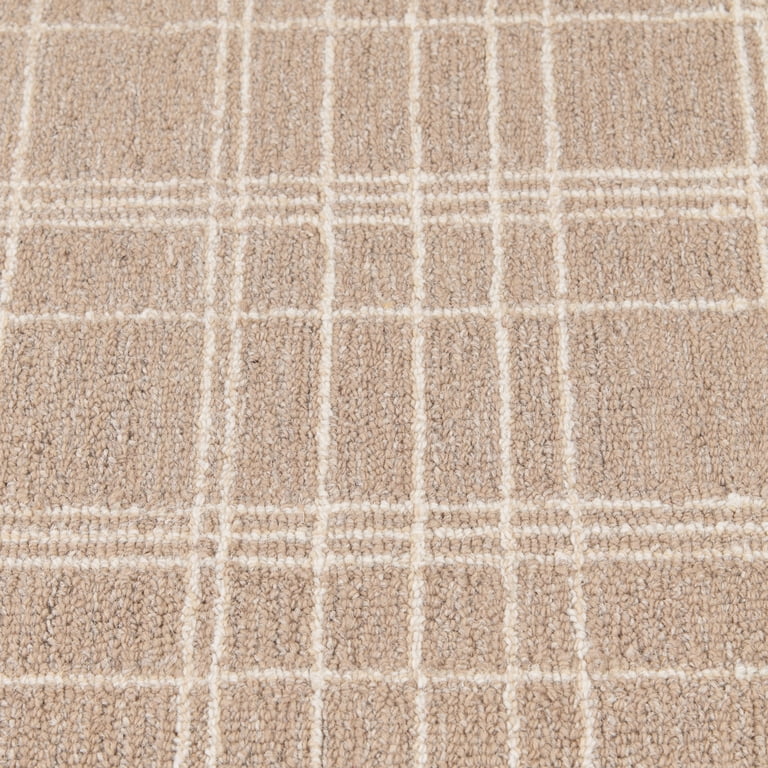 Plaid Wool Runner Rug, Beige, 2'6"x7' photo 3