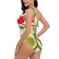 thumbnail image 4 of Pofeuu Avocado Lovers Wearing Umbrella Print Women's One Piece Swimsuits One Shoulder Swimwear Asymmetric Ruffle Monokinis Bathing Suits-Large, 4 of 6