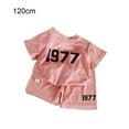thumbnail image 4 of Summer Digital 1977 Print T-Shorts Two-piece Set Fashion Kids Loungewear Boutique Clothing Sportswear Children Suit Pink 120, 4 of 10