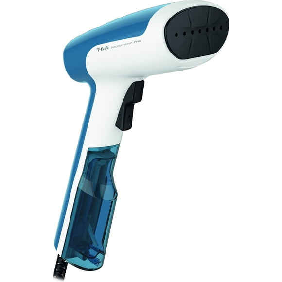 T-fal Vaporizador Steam First, Plancha vertical con capacidad de 70 ml, cepillo de vapor rápido y versátil ideal para viajes y de uso diario. Azul y blanco, DT6130Q1