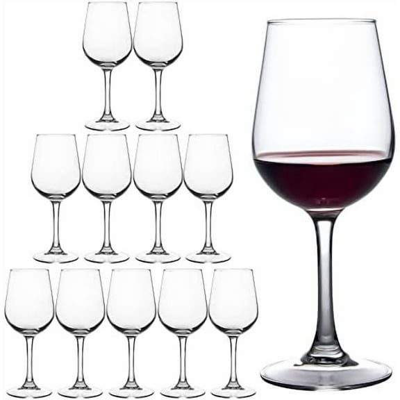 Fully Tempered Wine Glasses, Shock Resistant Wine Glass Set for Red or White Wine, Dishwasher Safe Stem Glasses for Restaurants, Bars, Home (Set of 12, 12 oz)