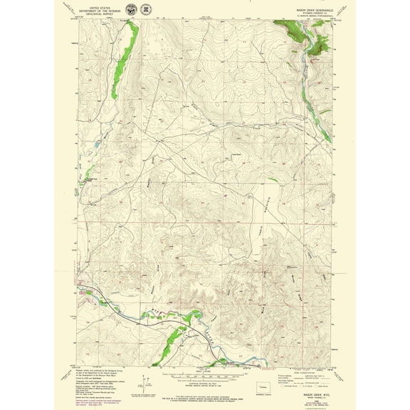 Topographical Map - Mason Draw Wyoming Quad - USGS 1956 - 23 x 31.25 - Vintage Wall Art