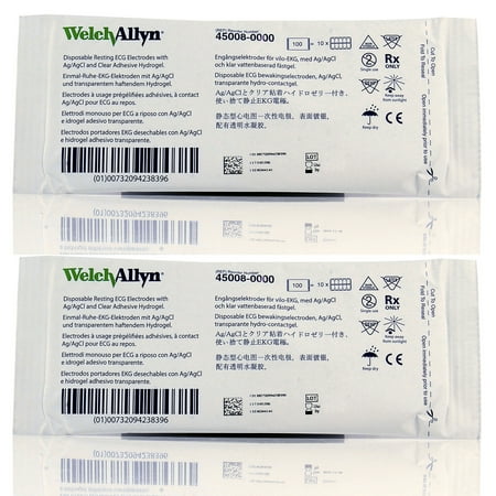 - Welch Allyn 45008-0000 ECG Resting Tab Electrodes - 100/PK - Pack of 2