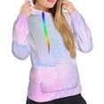 thumbnail image 5 of Yiaed Rainbow Print Womens Casual Hoodies Crew Neck Long Sleeve Sweatshirts With Pocket Pullover Tops Women's Hooded Sweatshirt-X-Large, 5 of 5
