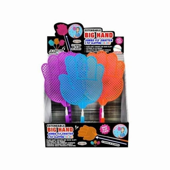 30 in. Extendable Big Hand Fly Swatter, Assorted Color