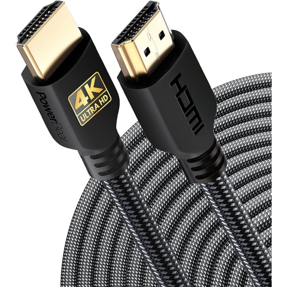 Cable HDMI PowerBear 15,2 m 4K de nailon trenzado con conectores dorados