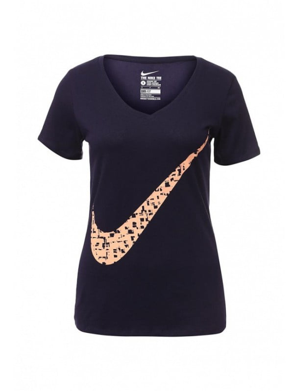 Nike - Nike Dri Fit CTN Swoosh V Neck T-Shirt for women Purple/Peach ...