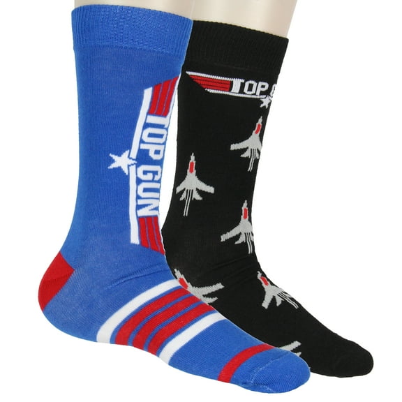Top Gun Socks Casual Novelty Movie Top Gun Maverick Fighter Jet Logo 2 Pack Knit Mid Calf Mens Crew Socks Shoe Size 6-12