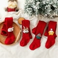 thumbnail image 6 of Infant Toddler Girls Tights Solid Cotton Pantyhose Cable Knit Leggings Stockings with Christmas Santa Claus Decor, 6 of 8