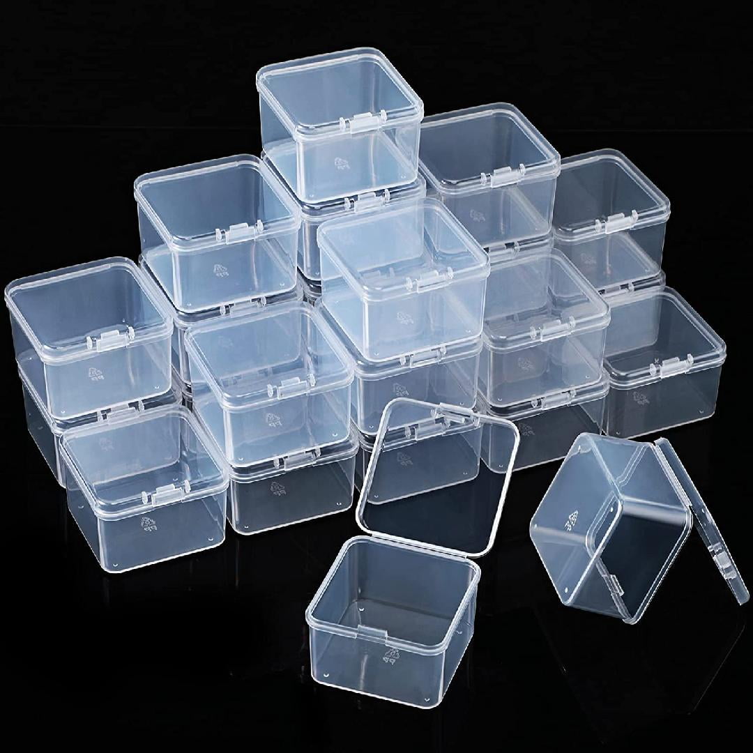 Ntwgo Mini Square Storage Containers Box With Hinged Lid Clear Earplugs  Storage Box, Plastic Transparent Storage Box For Tiny Bead Jewelry, - Temu