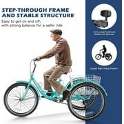 Mooncool Adult Tricycles 7 Speed, 16/20/24/26 inch 3 Wheel Bikes, Three-Wheeled Bicycles Cruise Trike with Shopping Basket for Seniors, Women, Men, Teenager, Kids