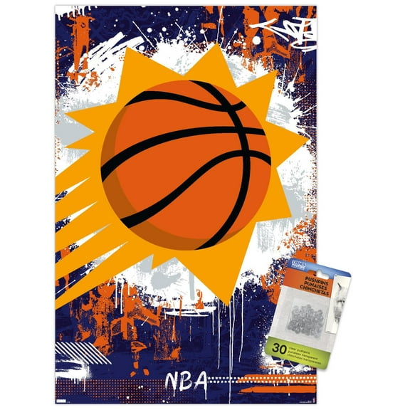 NBA Phoenix Suns - Maximalist Logo 23 Wall Poster with Push Pins, 14.725" x 22.375"