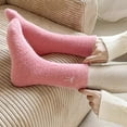 thumbnail image 4 of CUZIBR Womens Socks Winter Fuzzy Lined Crew Socks Cute Bow Embroidery Solid Warmth Plush Stockings Fuzzy Socks,Pink,One Size, 4 of 9