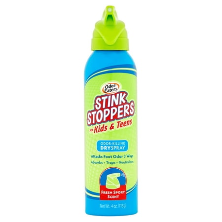 Odor Eaters Stink Stoppers for Kids and Teens, Odor-Killing Dry Spray, 4 (Best Cure For Foot Odor)