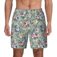 thumbnail image 2 of Picia Rose Flowers pattern Mens Swim Trunks with Compression Liner Stretch Beach Shorts Quick Dry with Zipper Pockets No-Chafing Board Shorts-Large, 2 of 9