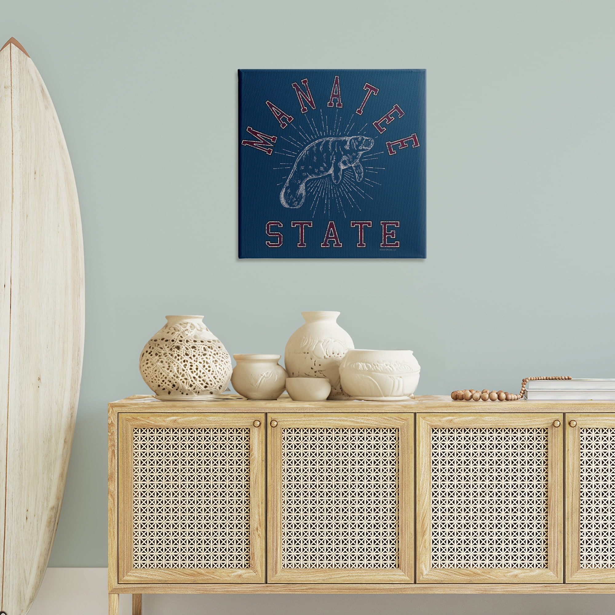 Stupell Industries Vintage Manatee State Animals Painting Wrapped Canvas Art Print Wall Art, 30 x 30