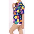 thumbnail image 2 of HAPPY BAY Women's Button Down Blouses Funky Short Sleeve Tropical Vacation Button up Blouse Top Shirt Summer Beach Party Floral Hawaiian Shirts for Women XXL Azure, Floral, 2 of 5