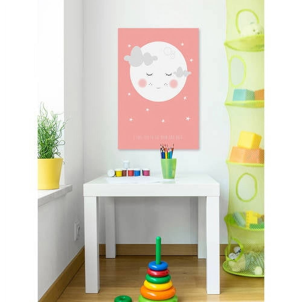 MARMONT HILL  - 'Moon Face Pink' by Karen Zukowski Painting Print on Wrapped Canvas - Multi-Color 12 x 18
