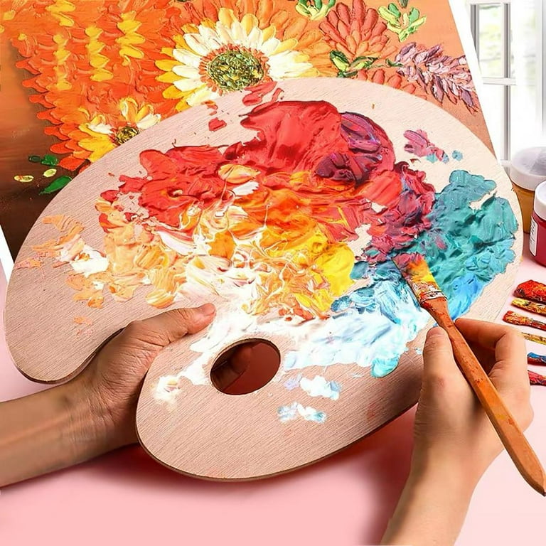 11.8*9.2 Extra Large Wooden Oval-Shaped Artist Painting Palette, Paint Mix  Tray